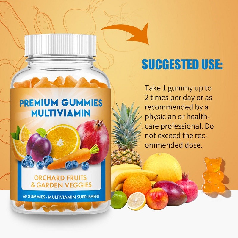 OEM's Own Brand Health Food Supplement 60 Count Multi-Vitamin Gummy Candies for Adults Not for Pregnant Women or Newborns