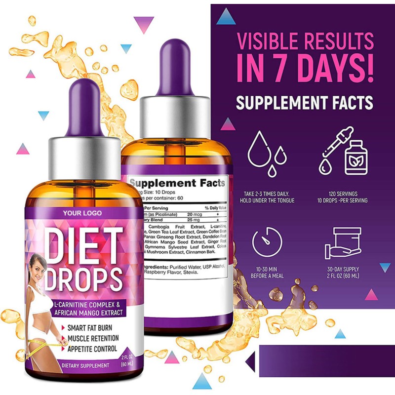 100% Natural L-Carnitine & African Mango Weight Loss Fat Burn Appetite Control Oral Liquid Drops for Adults All Age Groups