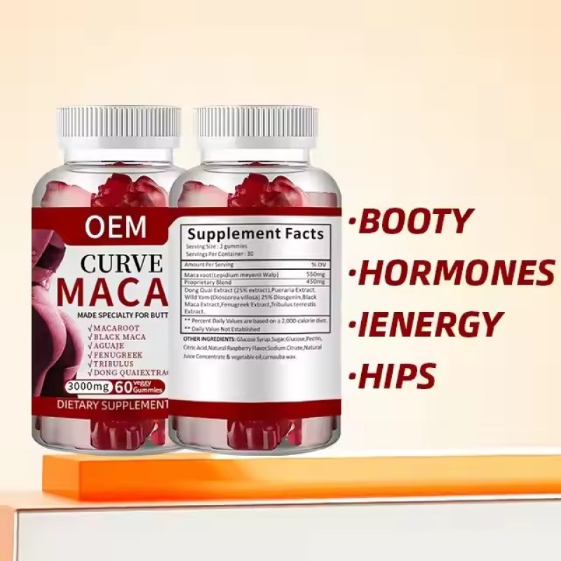Proprietary Brand Natural Healthy Maca Gummies Designed to Contour the Buttocks and Enhance Their Plumpness