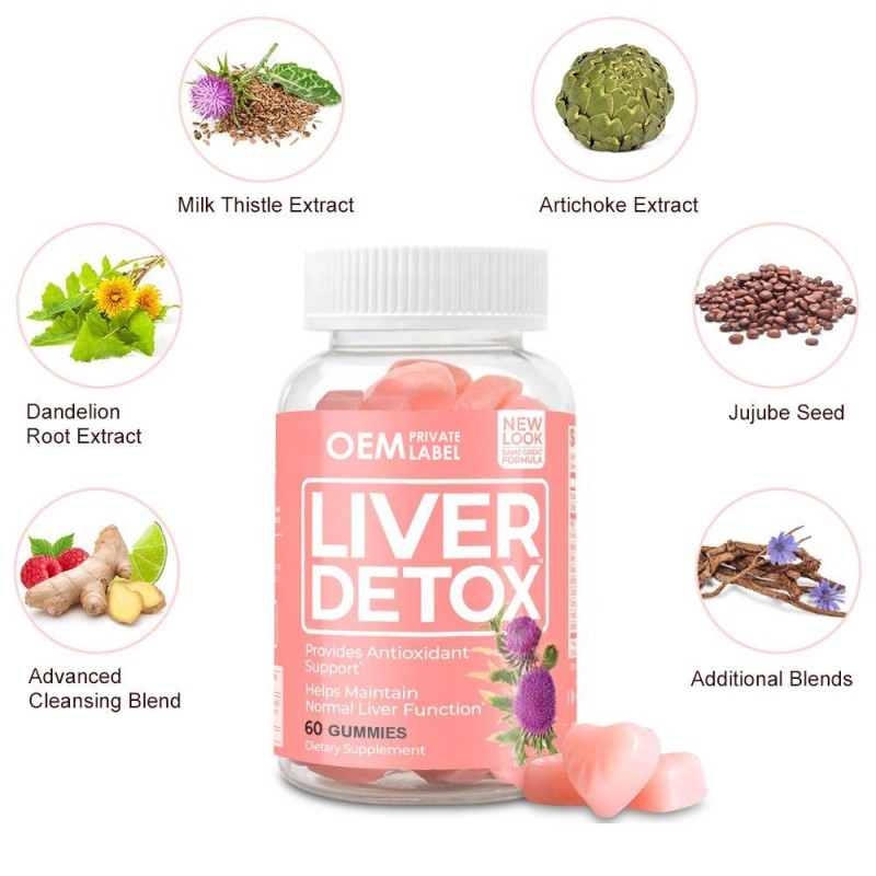 Organic Vegan Liver Detox Gummies with Milk Thistle Extract & Zinc Herbal Liver Cleanse Supplement