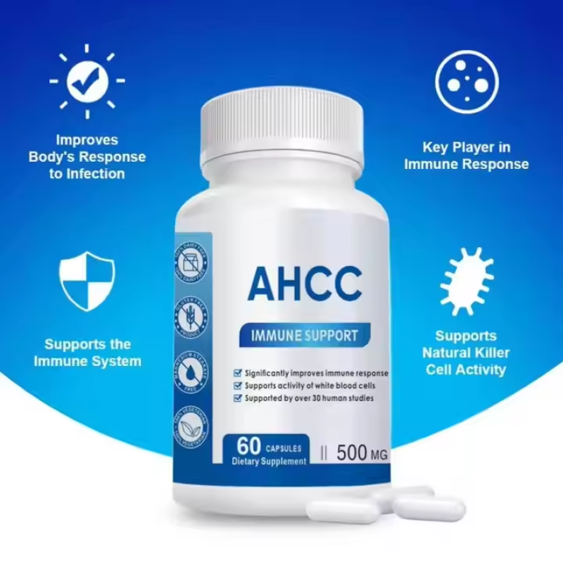 Organic AHCC Mushroom Extract Capsules 60Pcs - 500mg Immune Support & White Blood Cell Activity
