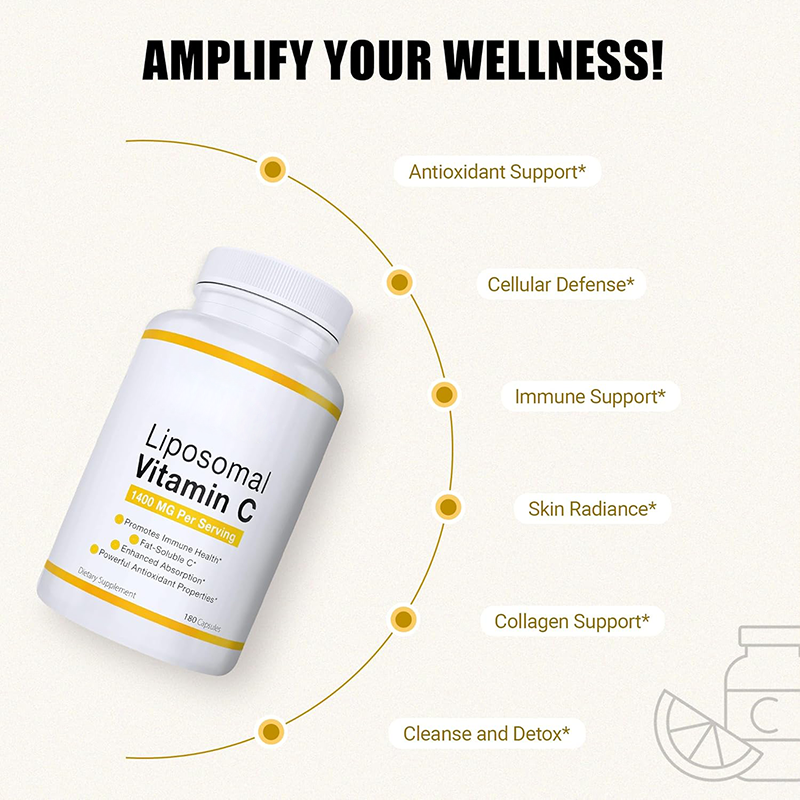 Adult Liposomal Vitamin C Supplements - Immune-Boosting Herbal Dietary Capsules for Wellness