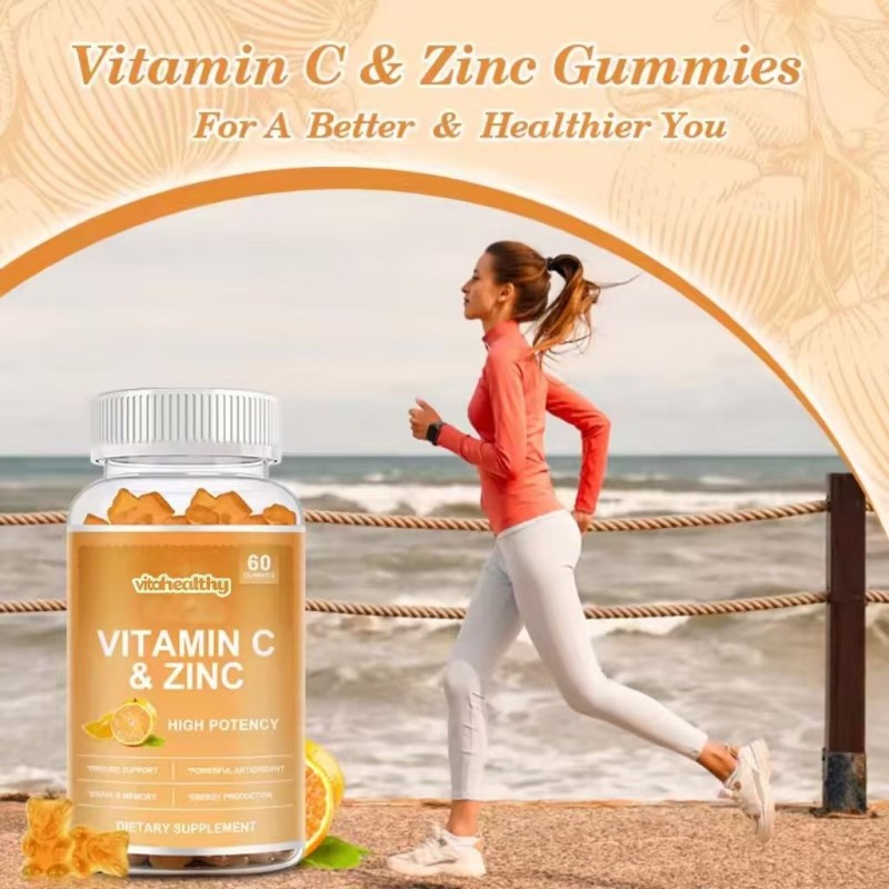 Vitamin C & Zinc Gummies 60Pcs - High Potency Immune Support & Antioxidant