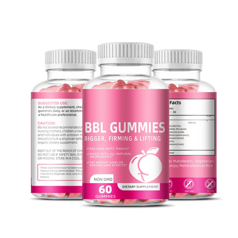 OEM BBL Booty Enhancement Gummies for Women - Natural Butt Growth Formula with Maca & Fenugreek, Vegan Chewable
