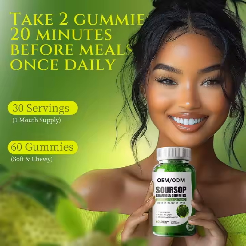 Premium Soursop Graviola Gummies with Zinc & Vitamin C - Immune Booster, Digestive Support & Antioxidant Supplement for Adults