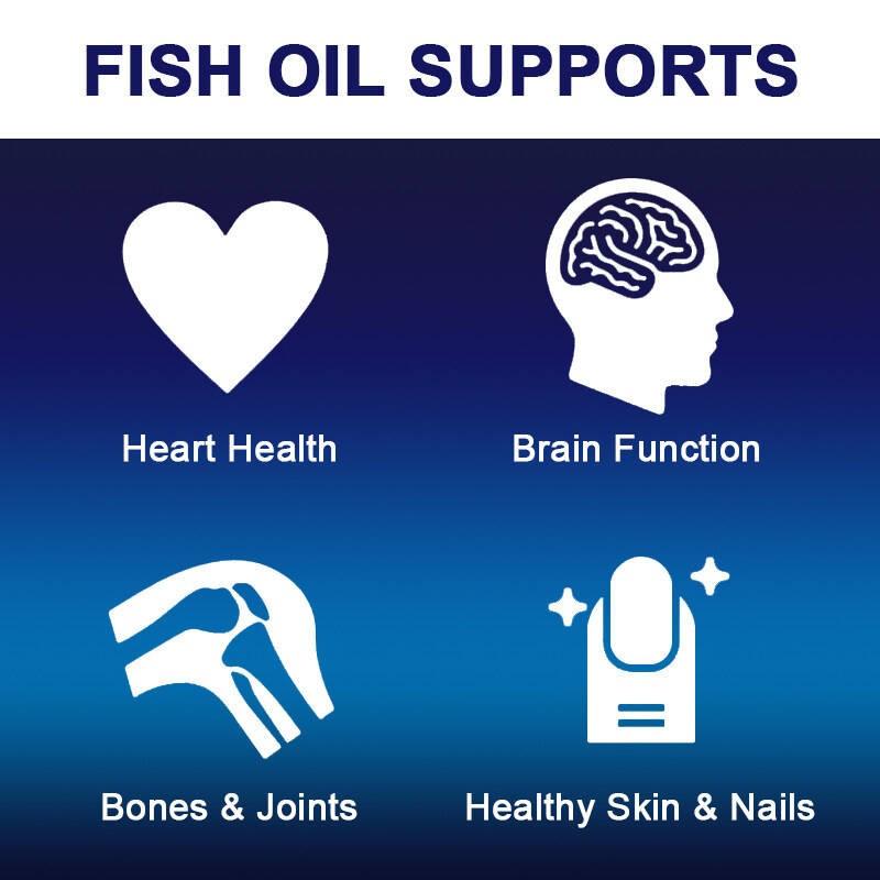 High Omega-3 Natural Deep Sea Fish Oil Softgels - Omega 3 EPA DHA Supplement for Heart & Brain Health