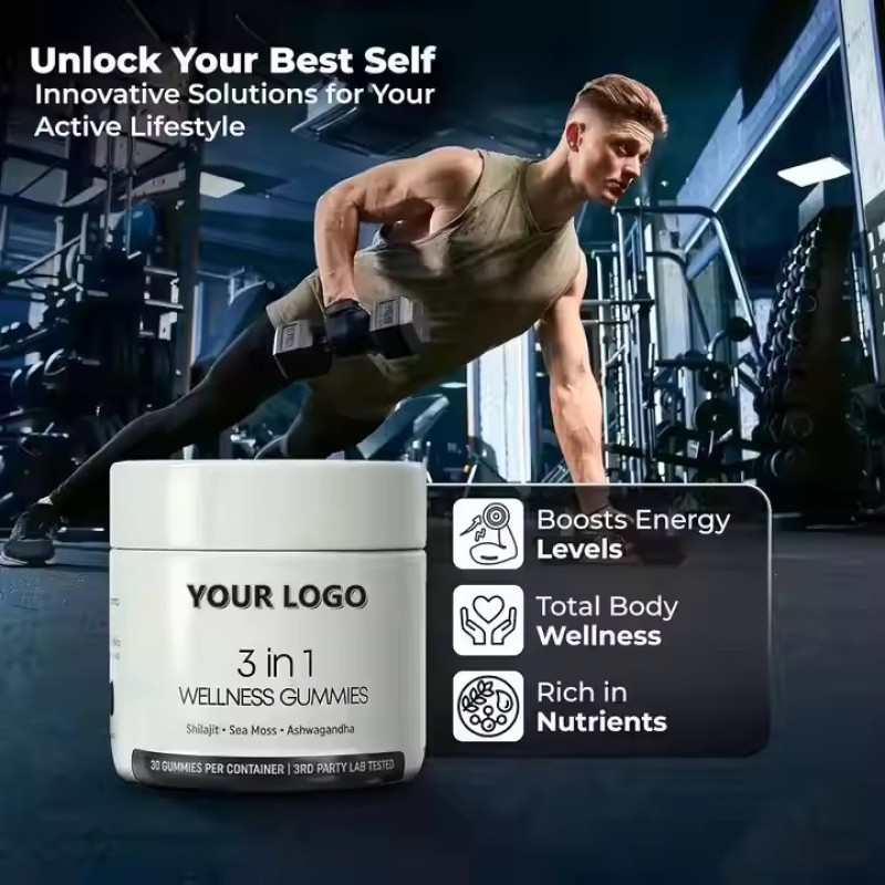 Herbal Extract Male Balance Health Shilajit Gummy with Seaweed and Ashwagandha Natural Energy Vitality