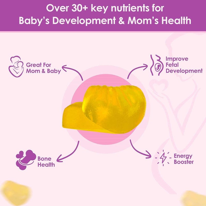 Private Customization Vegan Prenatal Gummies with Essential Nutrients for Fetal Development & Maternal Health