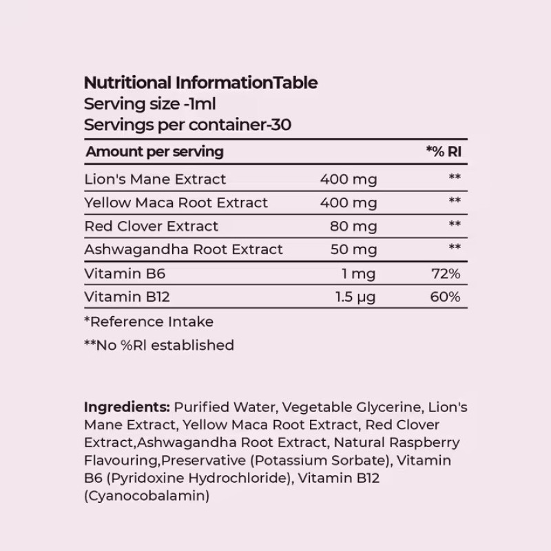 Natural Women Herbal Supplements Balanced Energy During Menopause Liquid Drops with Mental Clarity Mood Balance