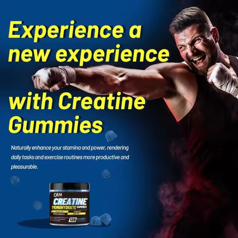 Private Label Pre Workout Supplement Creatine Monohydrate Energy Gummy Creatine Gummies for Muscle Growth
