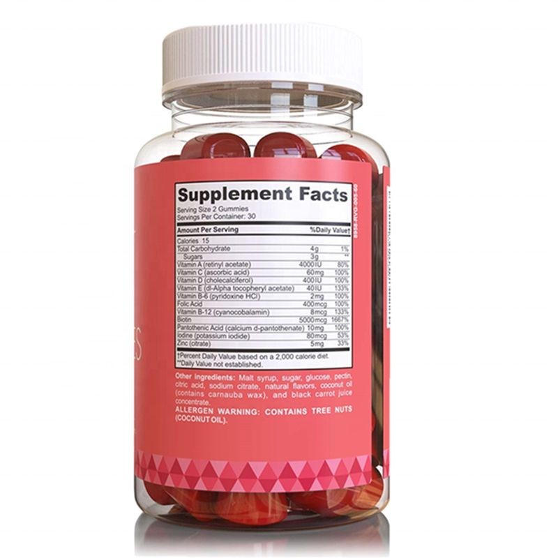 Bear Vegan Hair Growth Gummy Vitamins with Biotin for Stronger Hair Skin and Nails 60 Gummies