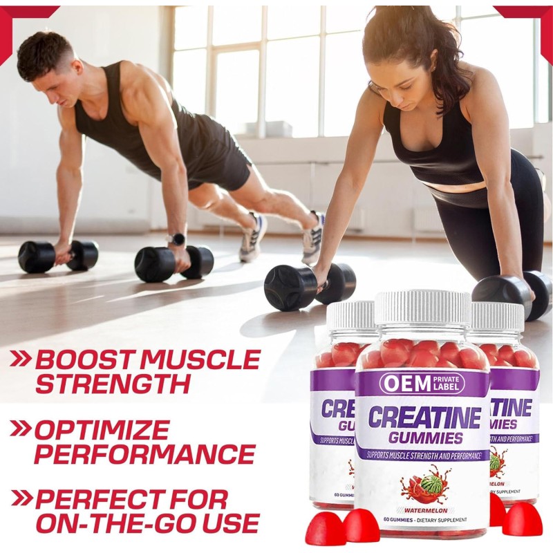 OEM Watermelon Creatine Gummies for Muscle Strength - Sports Supplements for Adults