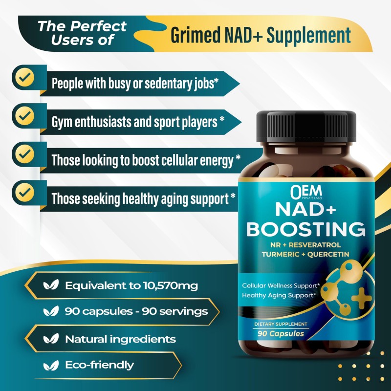 OEM Premium NAD+ Supplement with Trans Resveratrol, Berberine, Quercetin, Fisetin, and Milk Thistle for Enhanced Cellular Health