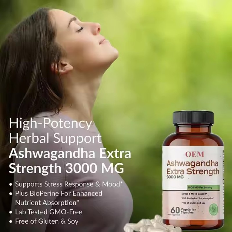 Pure Organic Supplements Halal Vegetarianism Herbal Extract Ashwagandha Extract Capsules High Content Lactone Capsule