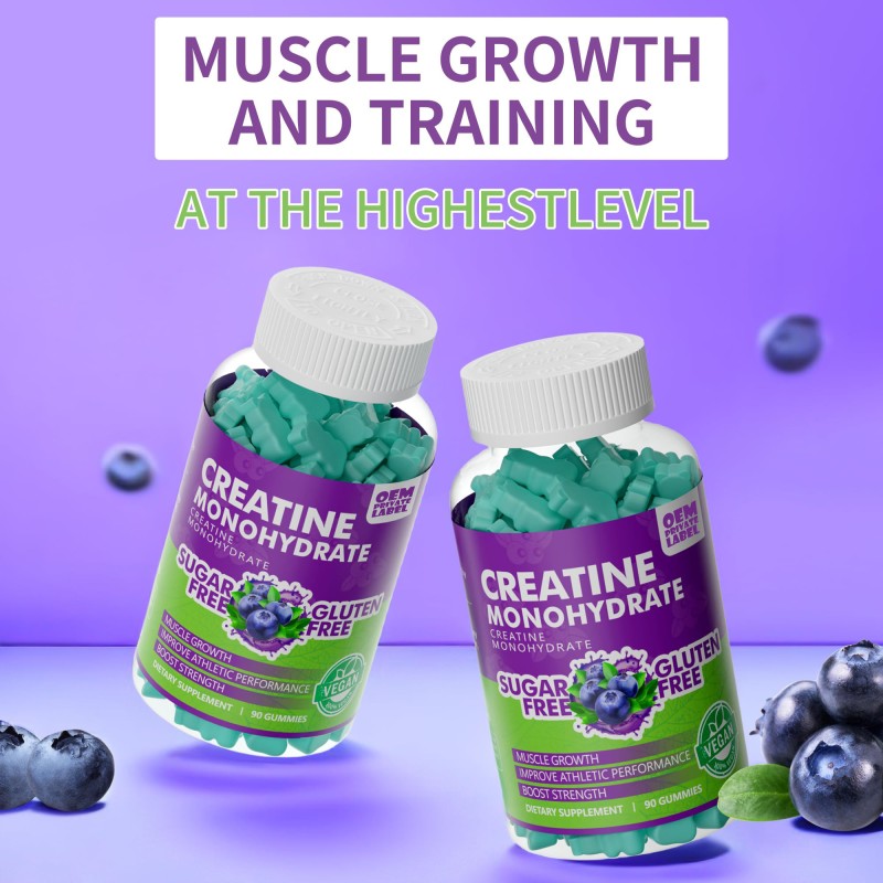 Private Label Pre Workout Supplement Creatine Monohydrate Energy Gummy Creatine Gummies for Muscle Growth