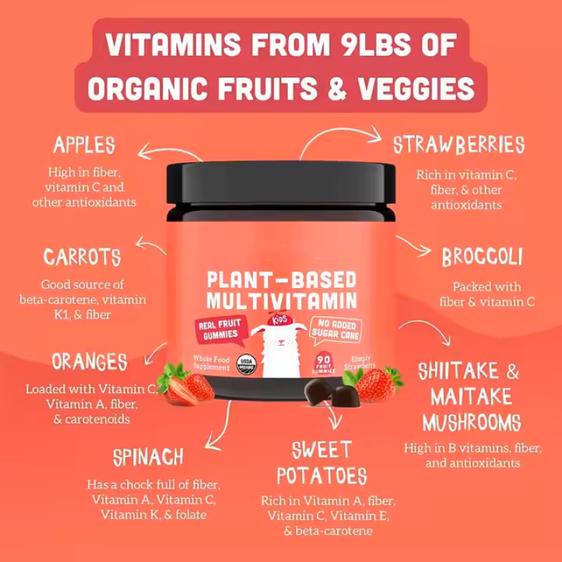 Plant Based Multivitamin Gummies for Kids Immunity Support with Real Fruit  Veggies