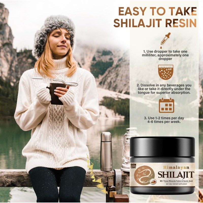 Pure Himalayan Organic Shilajit Resin Drops with 85 Trace Minerals & Fulvic Acid