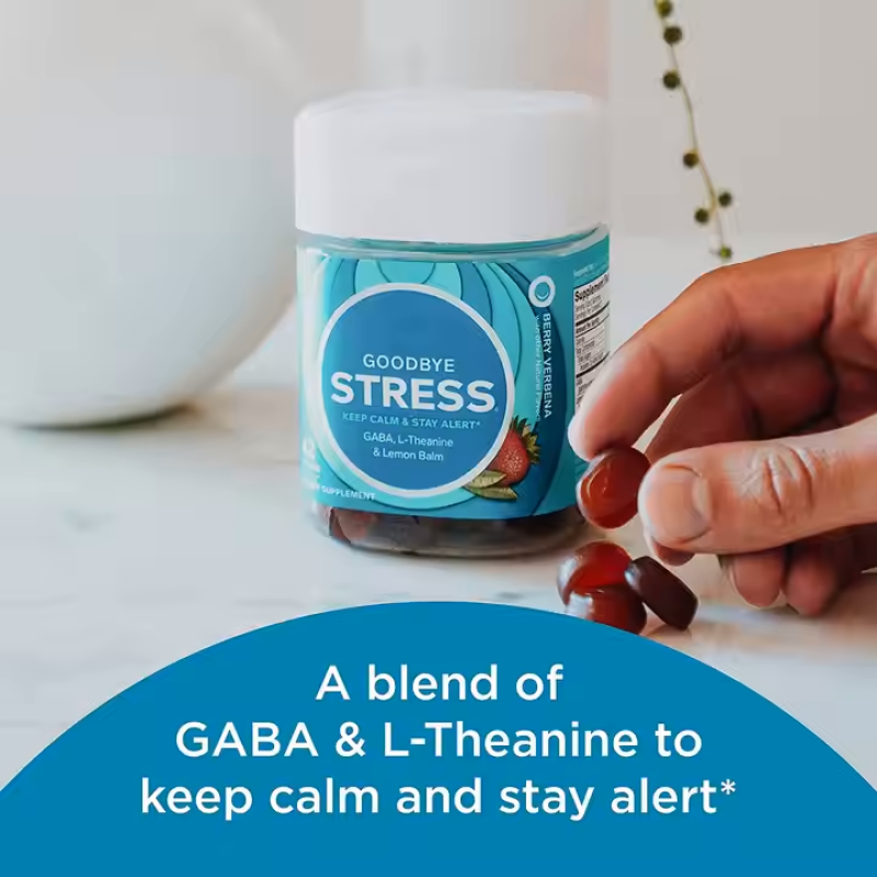 Stress Relief Gummies with GABA L-Theanine & Lemon Balm for Calm Mood Support & Mental Alertness Supplement