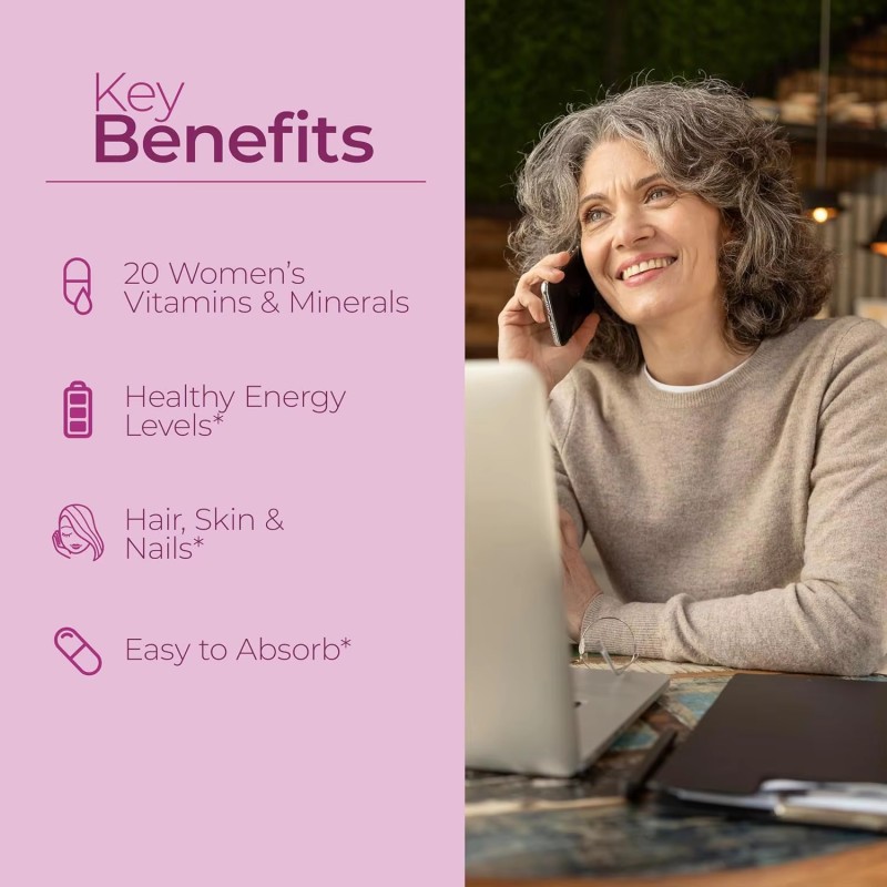 Women's Multivitamin & Minerals Capsules - for Hair, Skin, Nails, Mood & Energy Support, Beauty Care Supplement