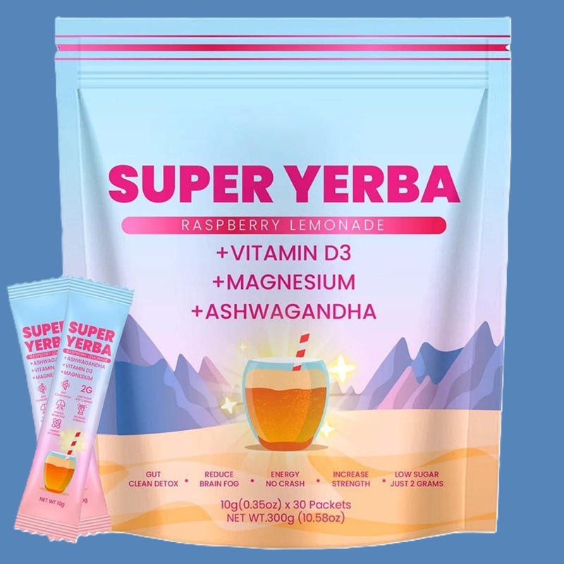 Super Yerba Powder with Lion's Mane & Probiotics - Sustained Energy, Brain Focus & Gut Health Support - Herbal Supplement