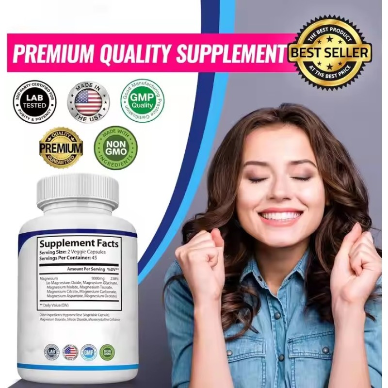 Magnesium Supplement Magnesium with Vitamin D for Immune Support, Adaptogenic Herbs, Enzyme Activated Capsules