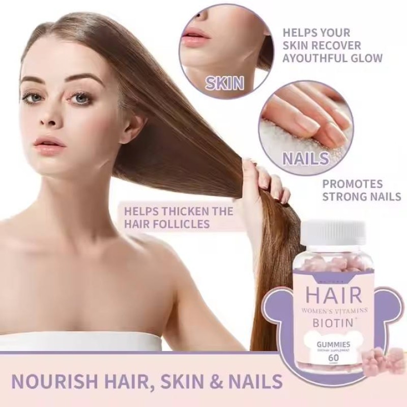 Biotin Plus Gummies for Women - Hair Skin Nails Vitamins Dietary Supplement with Biotin Collagen Vitamins ABCDE