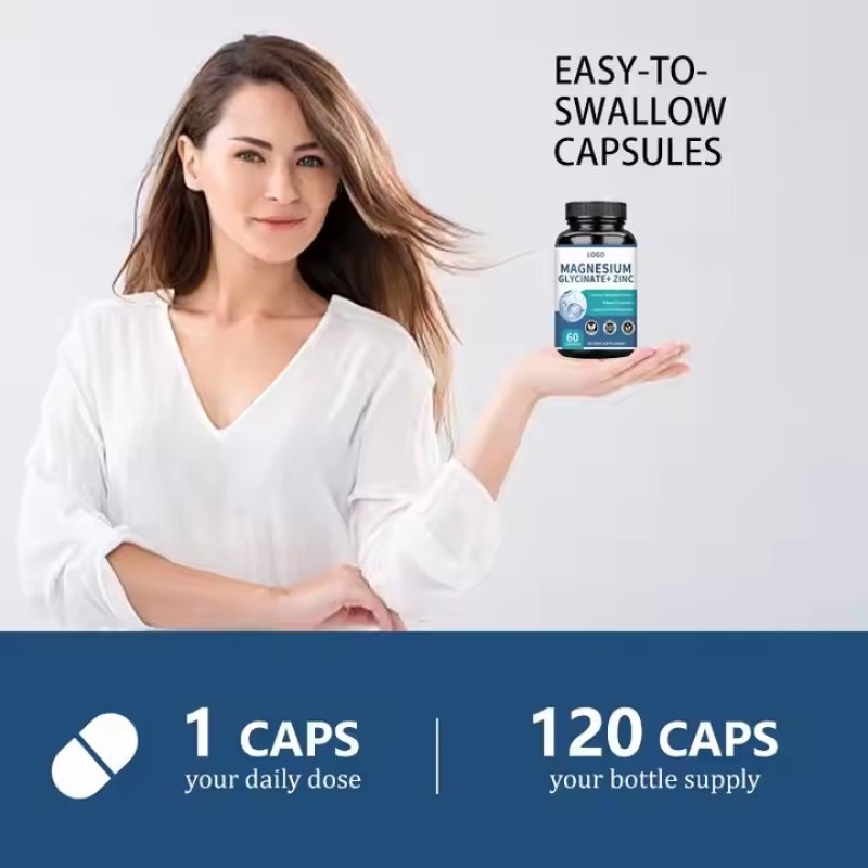 OEM Calcum Magnesium and Zinc Complex Pills Supplement Magnesium Glycinate Capsules with Zinc