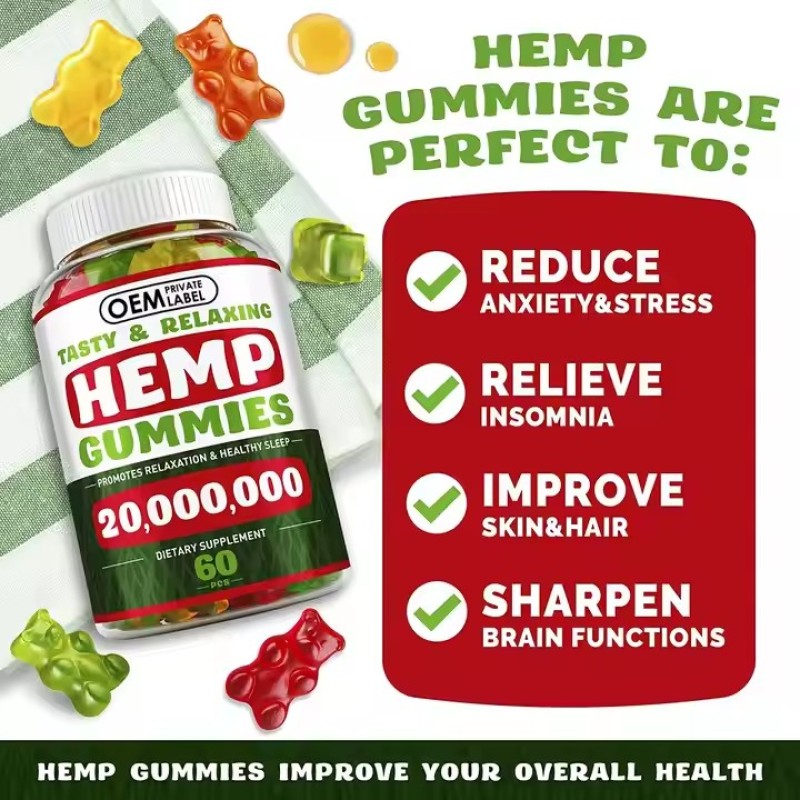 Private Label Healthcare Gummies with Hemp Designed for Relaxation, Calmness & Improved Sleep Quality