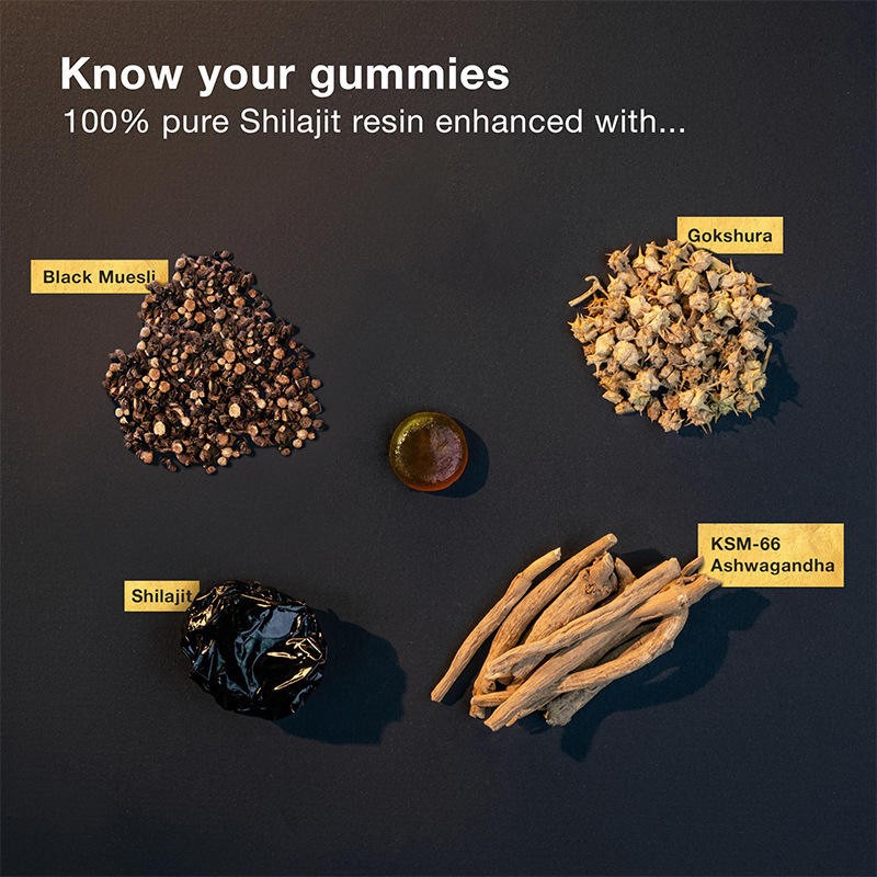 Organic Himalayan Shilajit Gummies Food Grade Supplements Individually Wrapped No Added Ingredients Original Shilajit