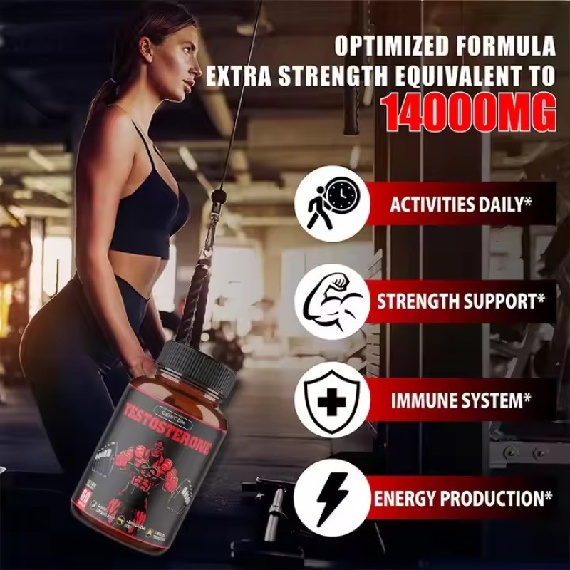 OEM Support Strength Immune Boost Energy Tribulus Terrestris Extract Maca Root Supplement Testo Supplement Ashwagandha Capsules