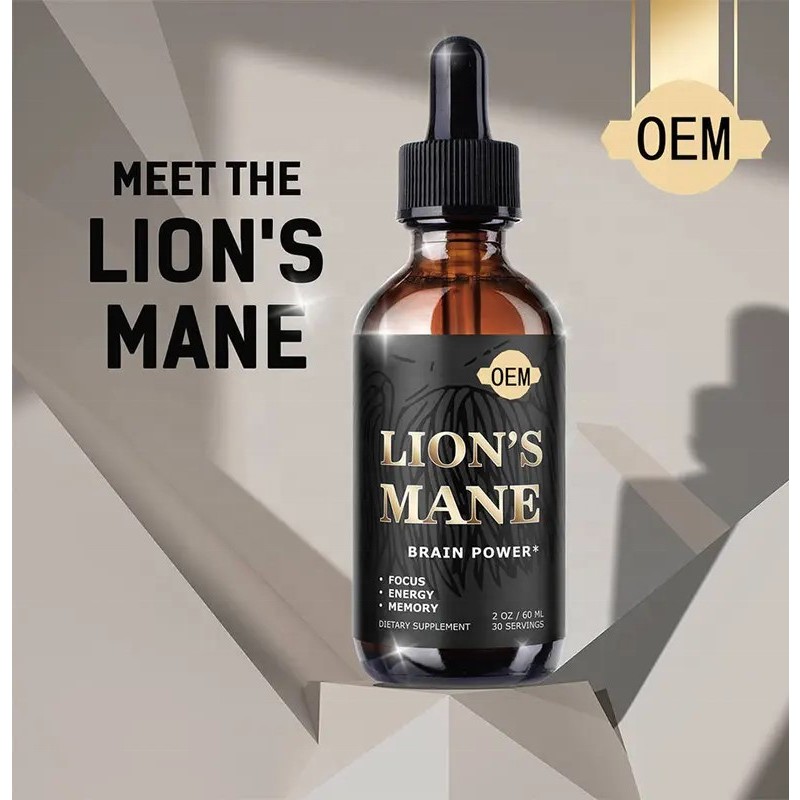 Vegan Lion's Mane Mushroom Extract Drops for Brain Support - OEM Supplement Liquid Vitamins