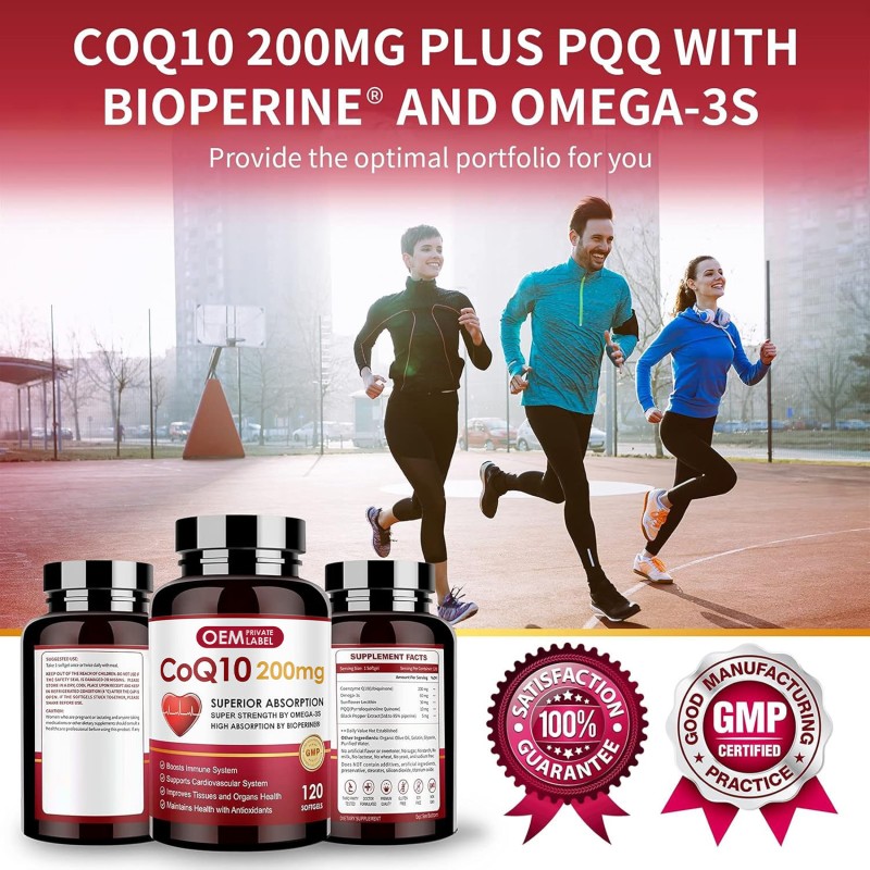 OEM Premium  CoQ10 Capsules with Trans-Resveratrol, PQQ, Vitamin E & BioPerine  Heart Health & Energy Boost