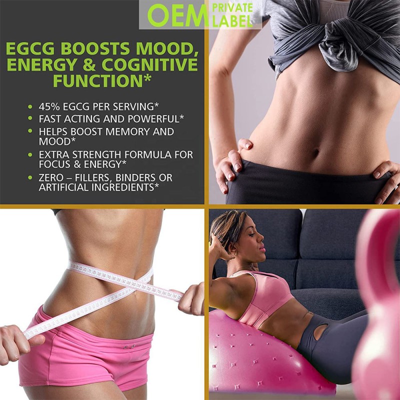 Organic Green Tea Extract Capsules , Boosts Metabolism & Natural Fat Burning, Antioxidant-Rich