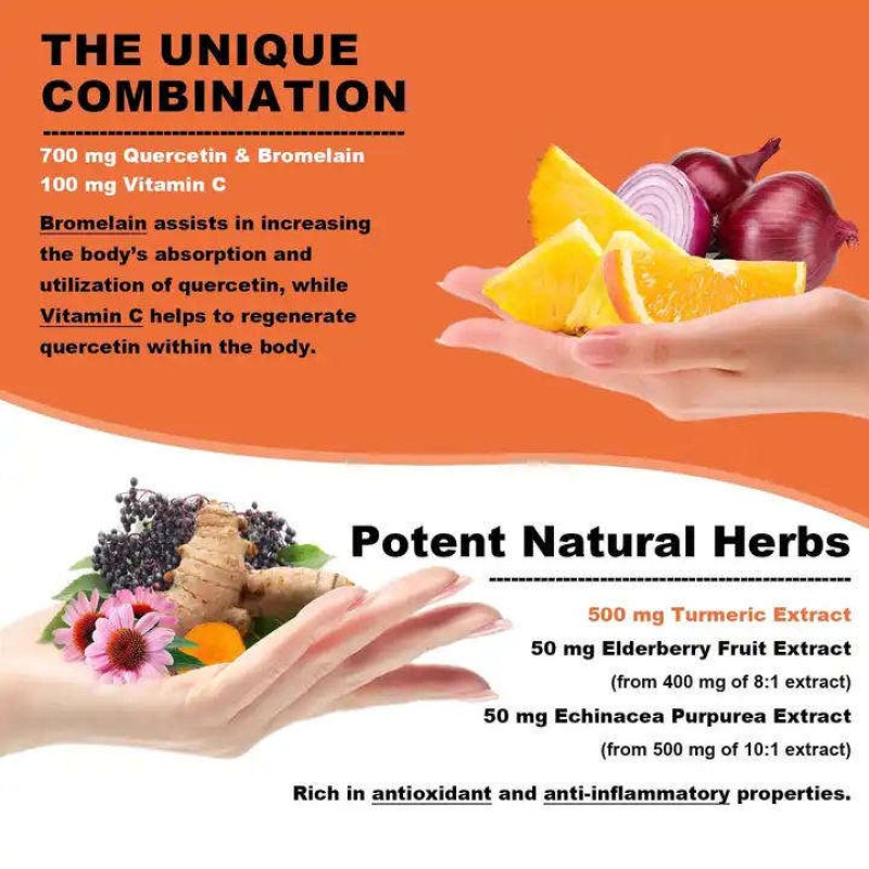 OEM Vegan Quercetin Gummies with Turmeric Extract, Vitamin C & Zinc for Immune Support