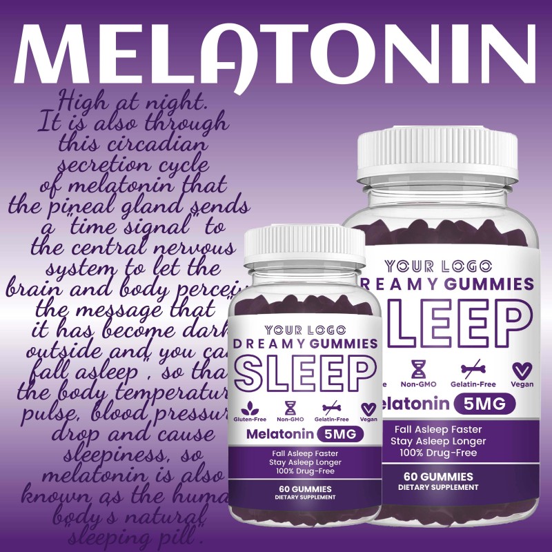 Nutritional Supplement Dreamy Sleep Gummy Melatonin Vitamin d Magnesium and Lemon Balm Extract to Fall Asleep Faster