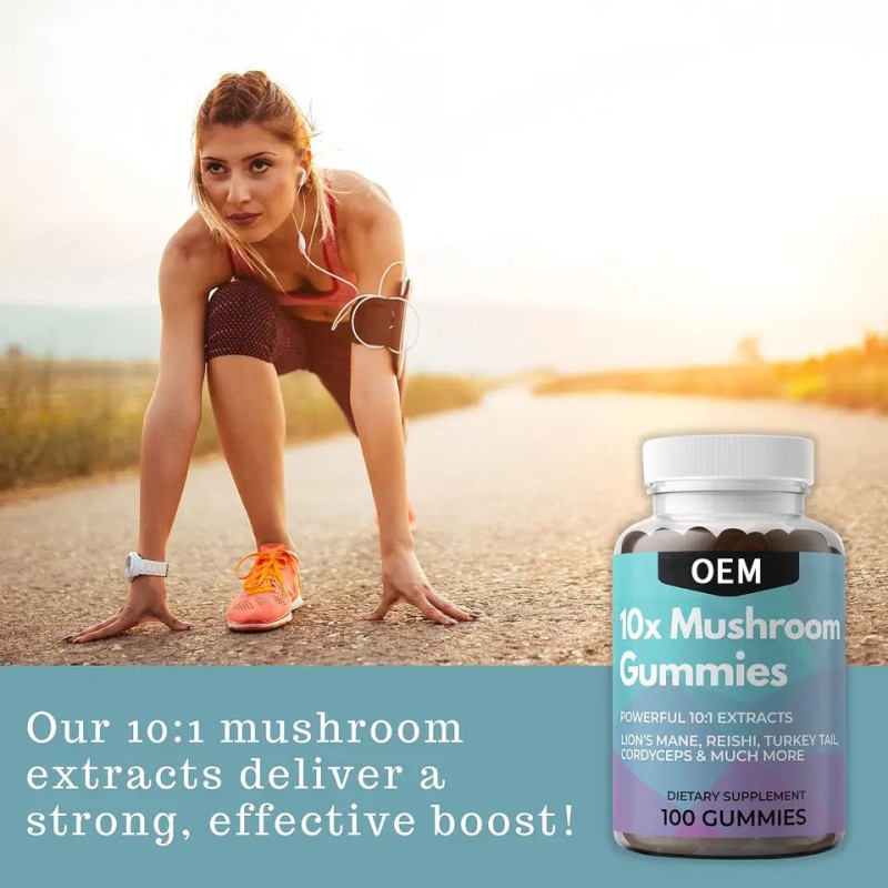 Immune Support Mushroom Gummies - 10 Mixed Mushrooms  for Defense & Energy Boost, Natural Supplement