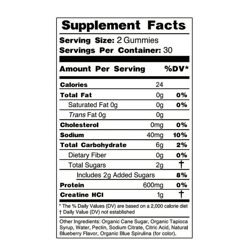 Vegan Creatine Monohydrate Gummies with L-Carnitine Energy and Muscle Support for Adults Not for Pregnant Women or Teenagers