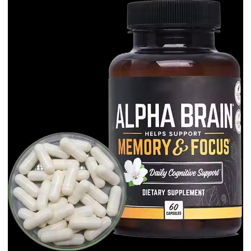 2025 Hot sale Alpha GPC Brain Supplement Nootropics Capsules L-Theanine Bacopa for Adults Improve Memory Focus Concentration