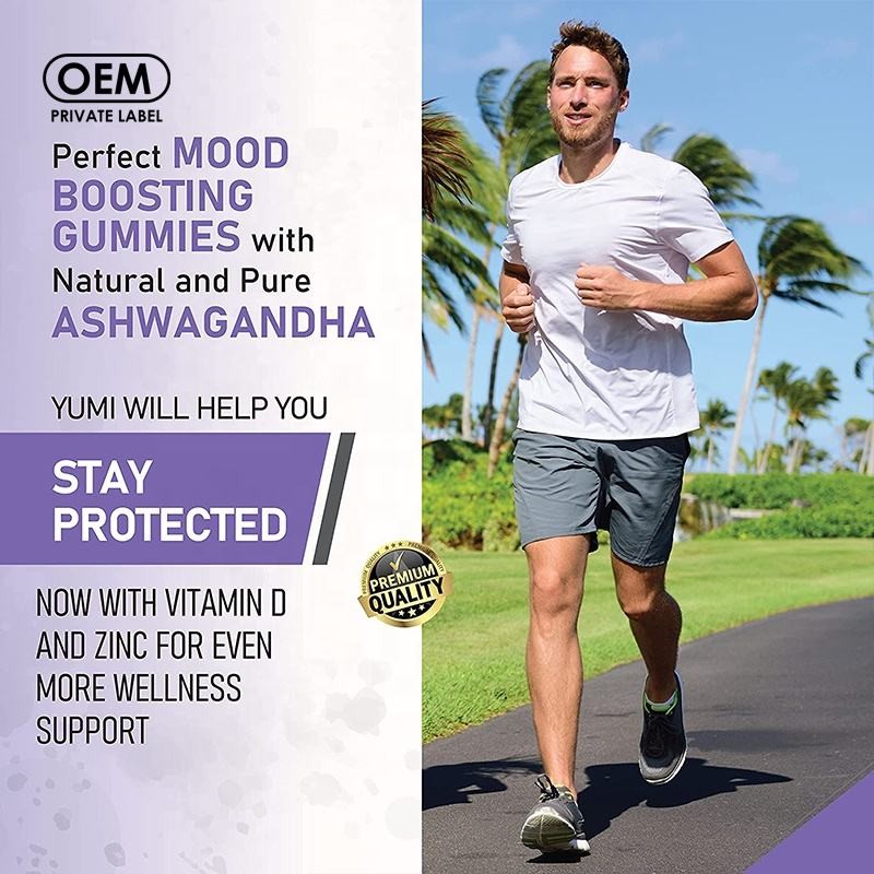 OEM Vegan Pectin Gummies Supplement Ashwagandha Gummy With Zinc and Vitamin D Supports Mood Enhancing Providing