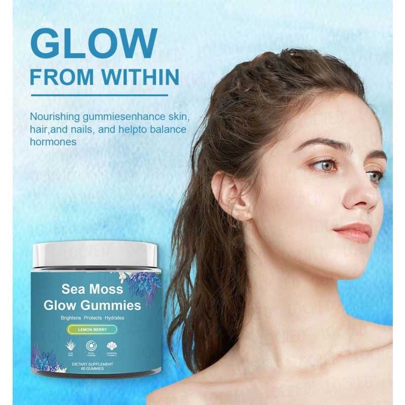 OEM Best-Selling Sea Moss Glow Gummies for Women's Skin and Nails Health Supplement with Pearl Powder Superfood