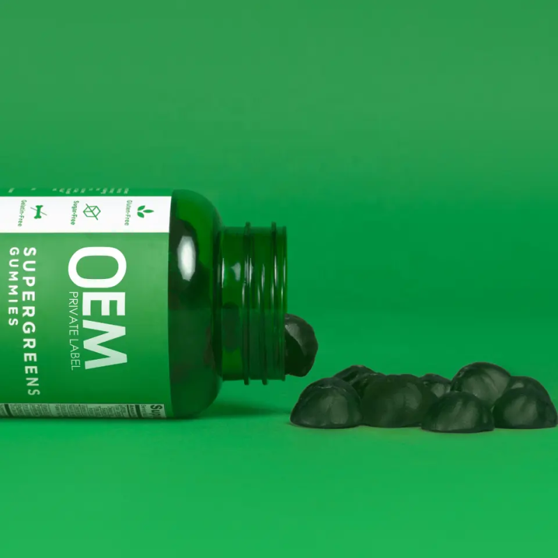 Plant-Based Super Greens Gummies with Fiber & Vitamins - Digestive Health & Immune Support Chewables for Adults, OEM Supplier