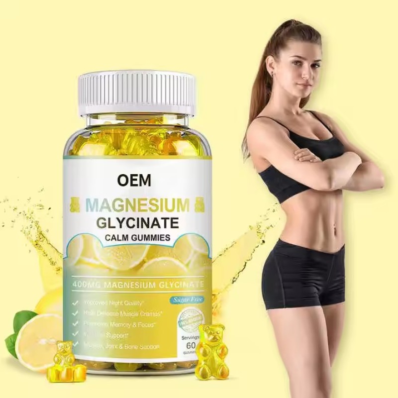 OEM Magnesium Glycinate & Citrate Gummies Vitamin Powder Supplement for Stress Relief & Muscle Recovery