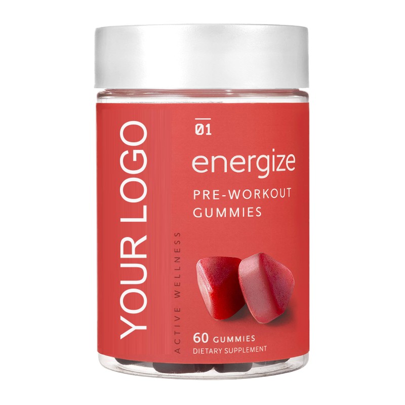 Organic BCAA and L-Carnitine Pre-Workout Energy Gummies for Focus and Endurance Vitamins Supplement