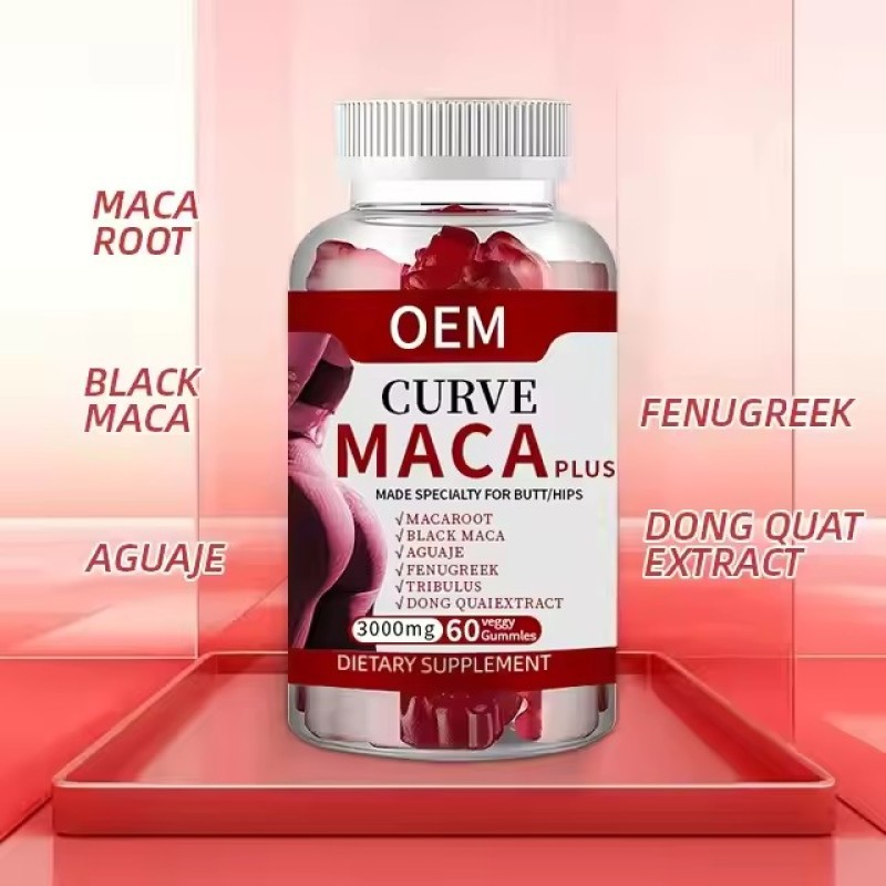 Proprietary Brand Natural Healthy Maca Gummies Designed to Contour the Buttocks and Enhance Their Plumpness