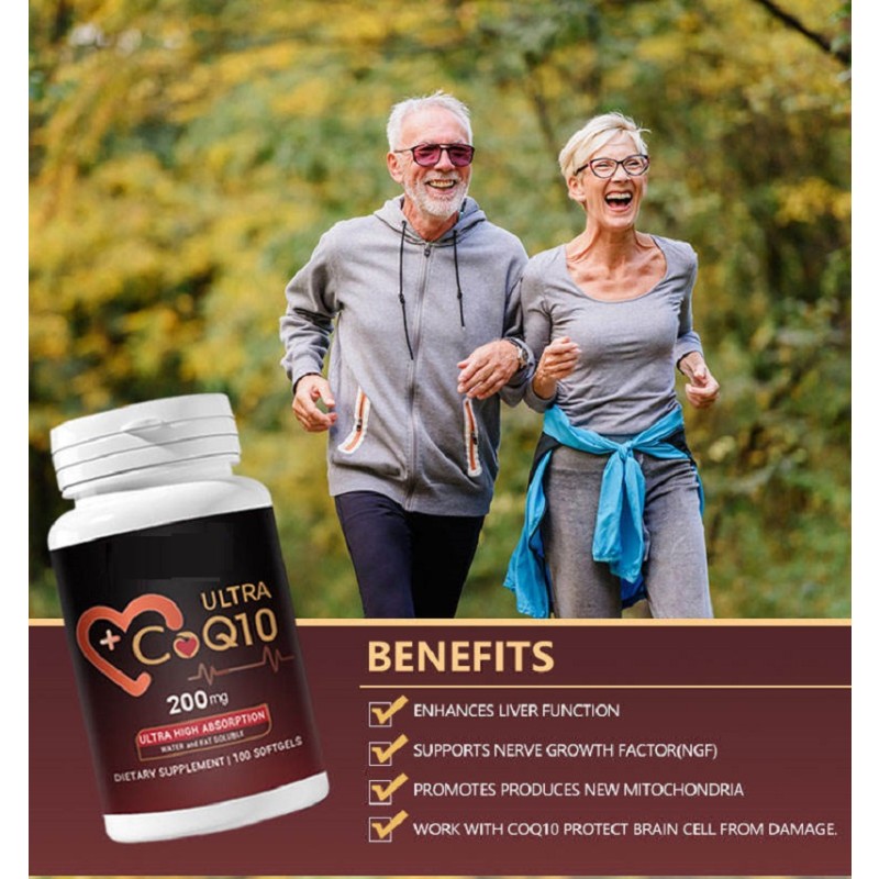 CQ10 Soft Capsules Coenzyme Q10 Dietary Supplement for Adults Focusing Brain Energy Joint Bone Health Middle-aged Pregnant Women