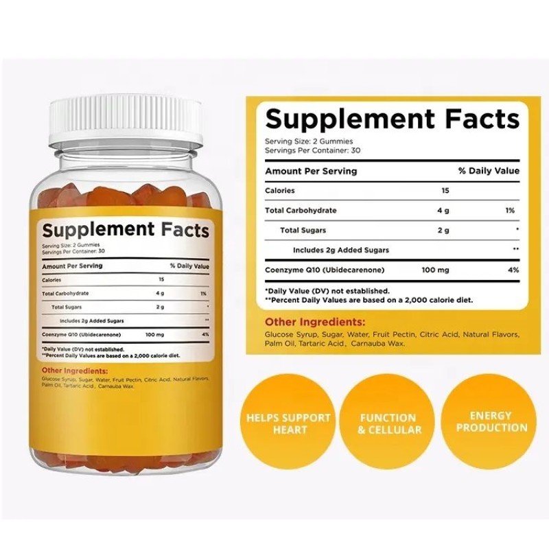OEM Custom Logo CoQ10 Gummies - Ubiquinol Coenzyme Q10 for Heart Health & Energy Boost