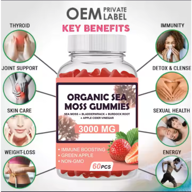 Organic Sea Moss Gummies  - Green Apple Flavor for Immune Boost & Daily Detox