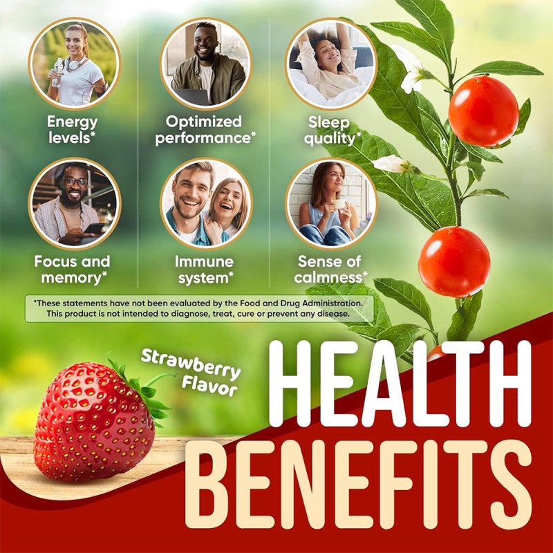 Ashwagandha Gummies - Sugar-Free, Vitamin C & Zinc, Stress Relief & Sleep Support