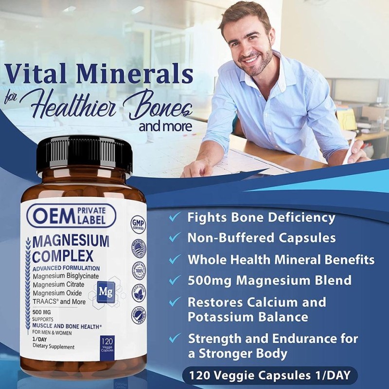 Premium Magnesium Complex 500mg Capsules  High Absorption Supplement for Sleep, Muscle Relaxation & Leg Cramps Relief