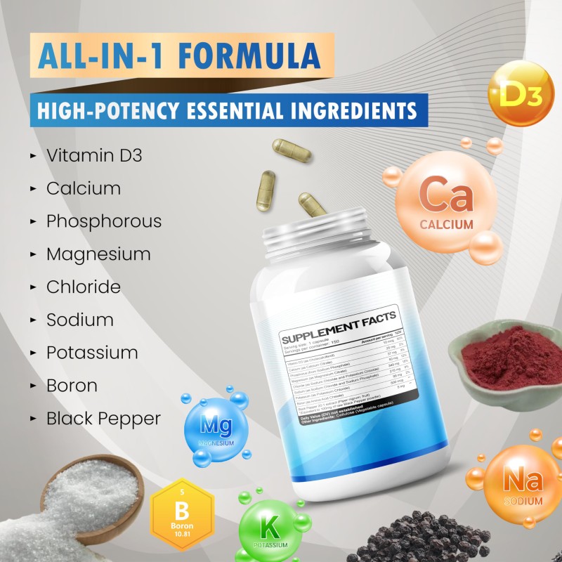 Electrolyte Complex Capsules - 9-in-1 Formula with Vitamin D3 & Calcium, Supports Hydration & Muscle Function